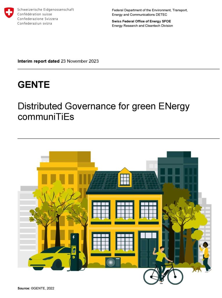 Front cover of the GENTE 2023 annual project report for SFOE
